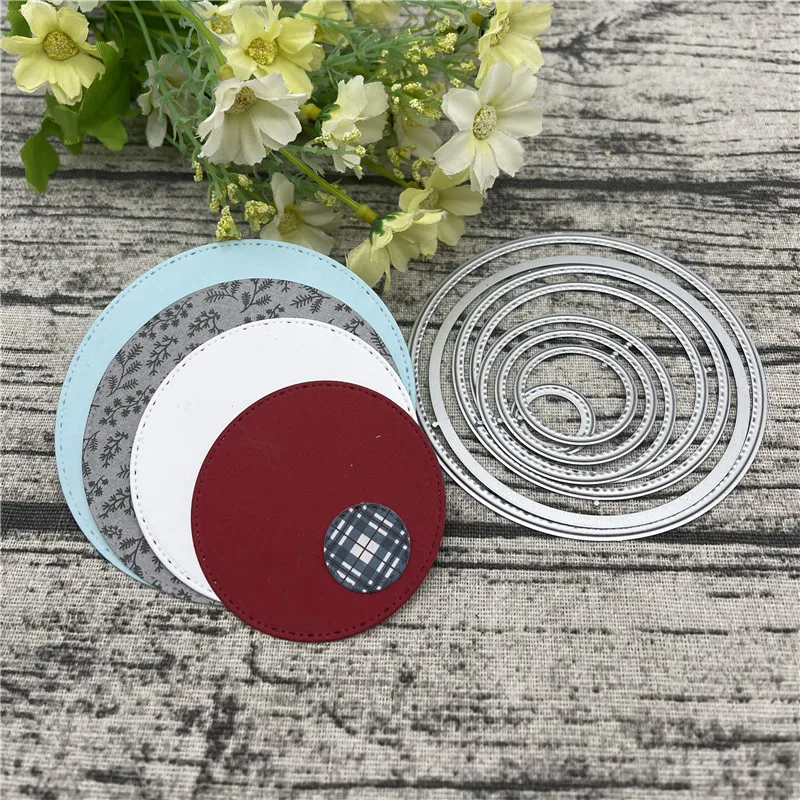 8pcs Circles Frame Craft Metal Cutting Dies For DIY Scrapbooking Album Embossing Paper Cards Decorative Crafts