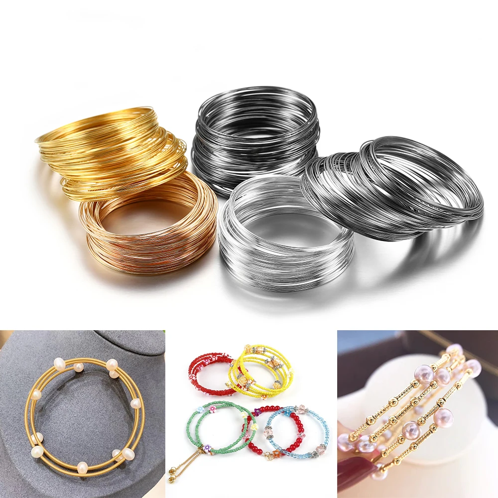 100Loops 0.6mm Silver Memory Bead Steel Wire Rings Connector Bronze Resistant for Bracelet DIY Jewelry Making Findings Supplies