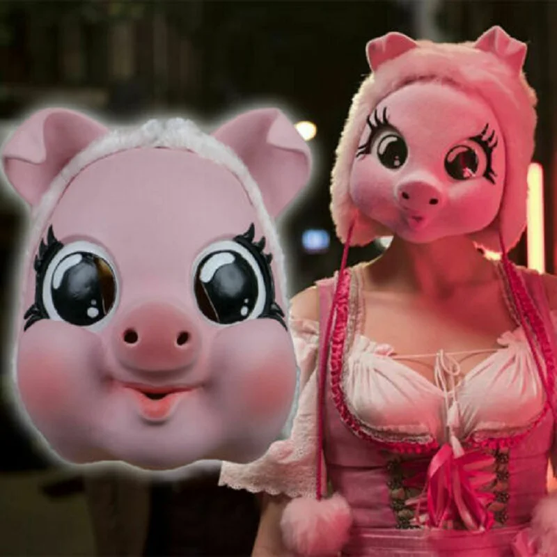 Killing Eve Season 2 Cosplay Jodie Comer Villanel le Pink Pig Mask Halloween Masks Costume Prop