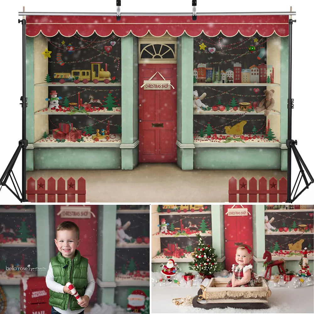 Retro Rustic kayu dooe Christams latar belakang foto Studio hijau karangan bunga salju musim dingin anak dewasa latar belakang fotografi ulang tahun