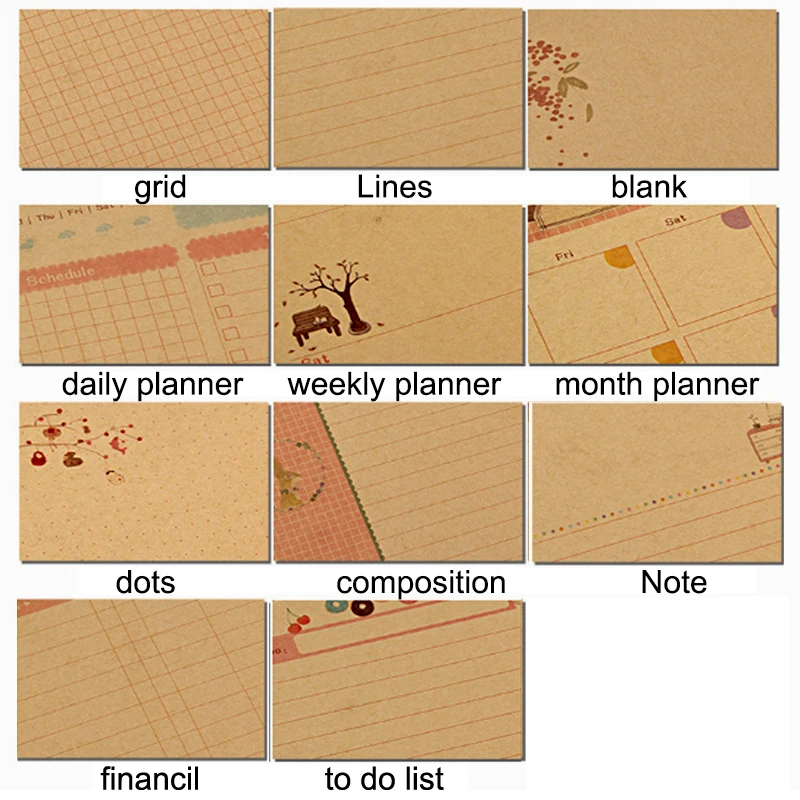 MQQ A6 Kraft Dot Grid Notebook Kraft Paper Notebook Daily Planner Weekly Month Planner Loose Leaf Notebook Refill Paper Blank