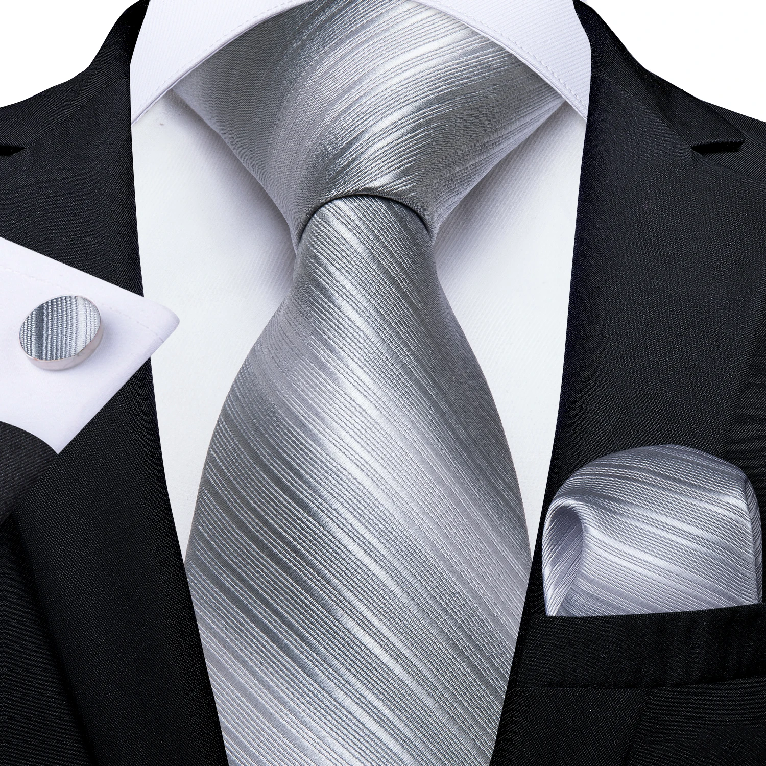 رمادي مخطط بيزلي العلاقات الحر - مراجعة Pocket Square Set وسعره