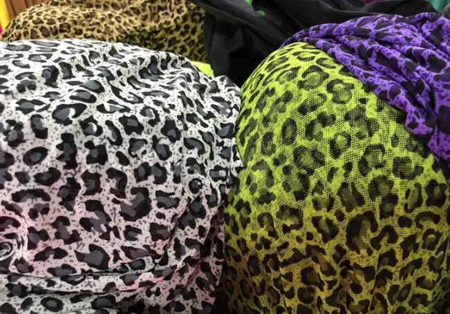 150cm * 100cm Red Encryption Spandex Mesh Leopard Print Fabric Stage Performance Costume Latin Dance Wear Fabric