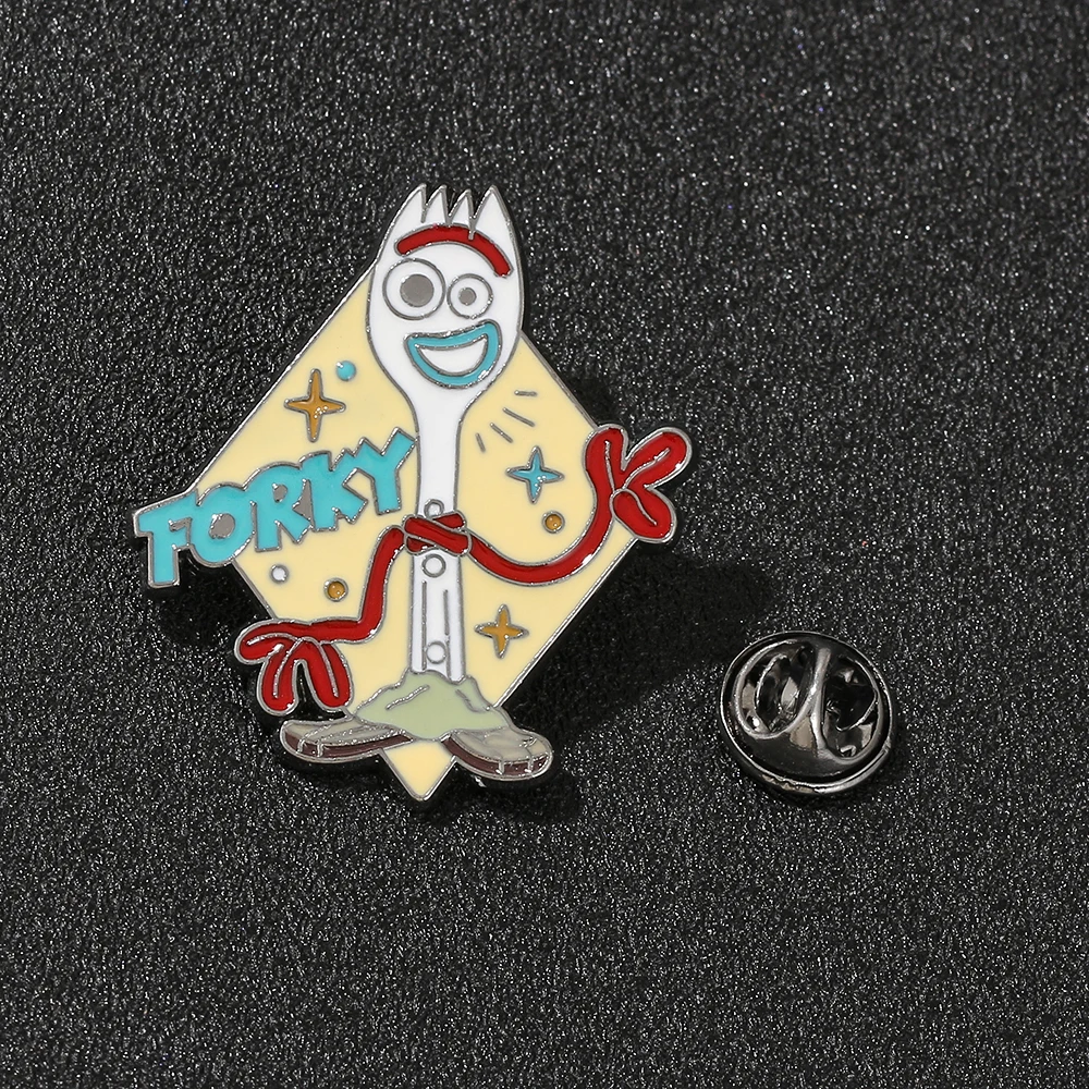 Disney Movie Toy Story 4 New Role Forky Brooches Cute Fork Enamel Metal Badges Backpack Hat Clothes Lapel Pins Jewelry Gift