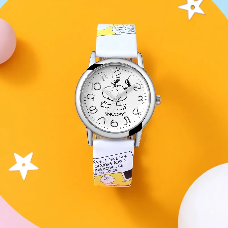 Snoopy Original Children Fashion Casual Cute Sport Quartz Wristwatches Dog Cartoon Boys Girls Student Kids Gift Clock Waterproof