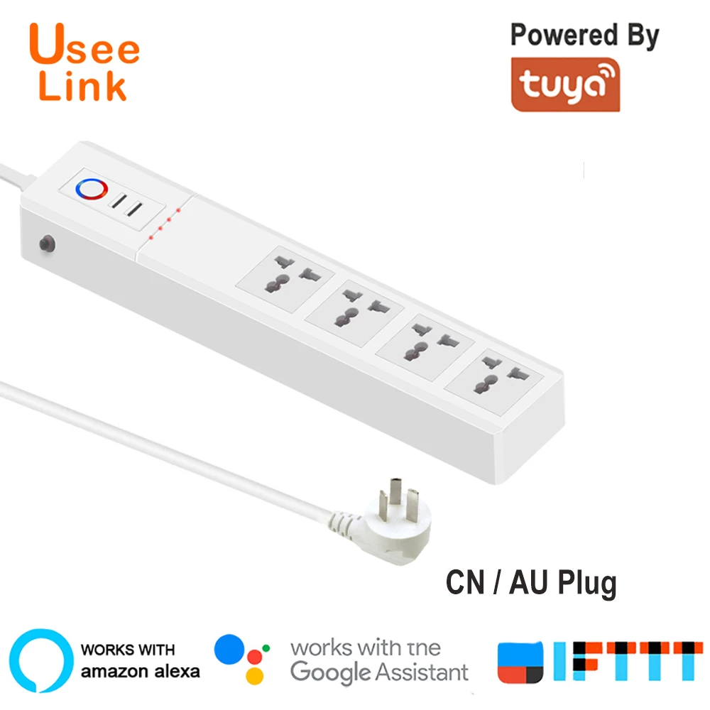 UseeLink WiFi Smart Power Strip Universal Outlets with USB Plug Sockets Remote Voice Control Independently by Tuya
