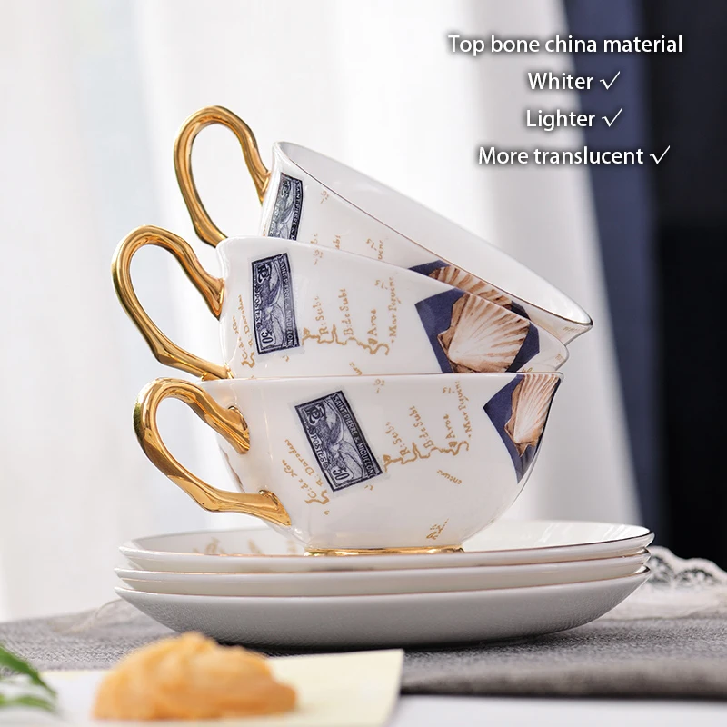 Logbook Bone China Coffee Set Europe Porcelain Tea Set Ceramic Pot Creamer Sugar Bowl Teatime Teapot Tea Coffee Cup Coffeeware