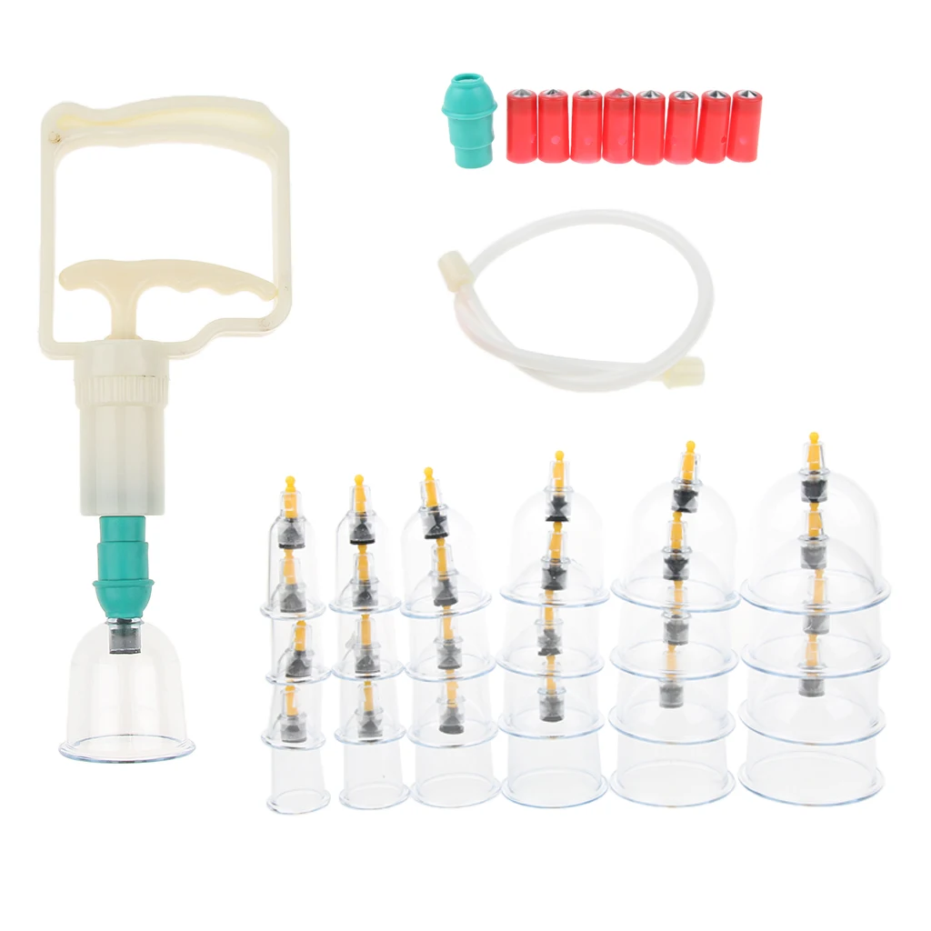 24 Pieces Traditional Chinese Vacuum Cupping Set for Family and Massage Stores