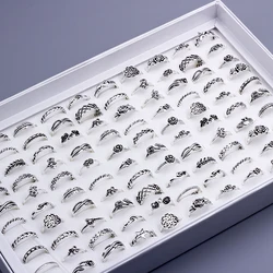 Wholesale 100pcs/Lots Metal Finger Rings For Women Party Gift Jewelry Wedding Band Size 6 to 10
