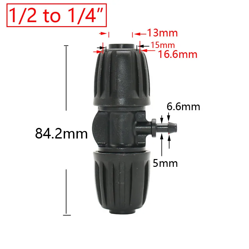 

20Pcs 16mm PE Hose Connecter 1/2" To 1/4" 1/8" 3/8" 6mm Reducing Connecters Tee Elbow End Plug Barb Water Splitter Fittings