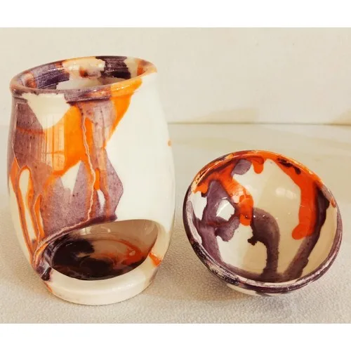 Güray Ceramic Ceramic Censer (Lilac-Orange)