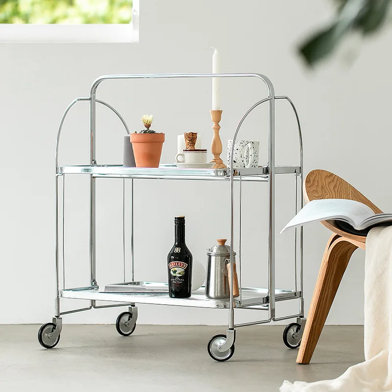 Kitchen Glass Shelf Floor Trolley Storage Trolley Trolley Storage Cabinet Multifunctional Rotating Storage Rack Foldable