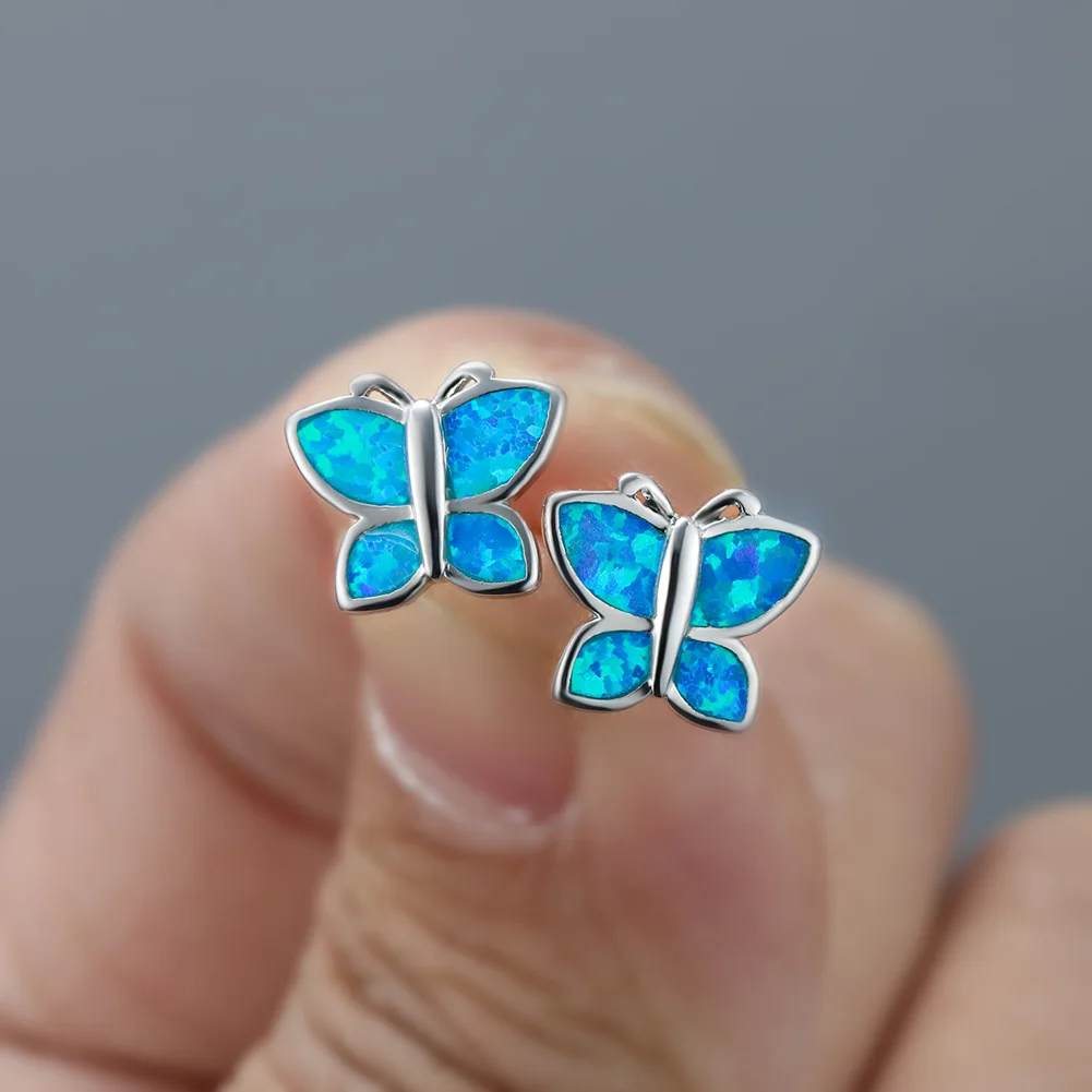 Cellacity Classic 925 Sterling Silver Earrings For Charm Lady With Butterfly Shape Blue Opal Gemstone Women Party Gift Wholesale