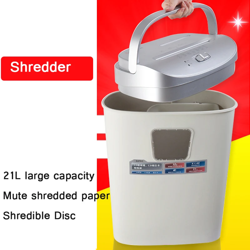Multifunctional Paper Document Shredder Small Portable Office Granular Shredder Disc Shredder 4 Level Confidential 21L
