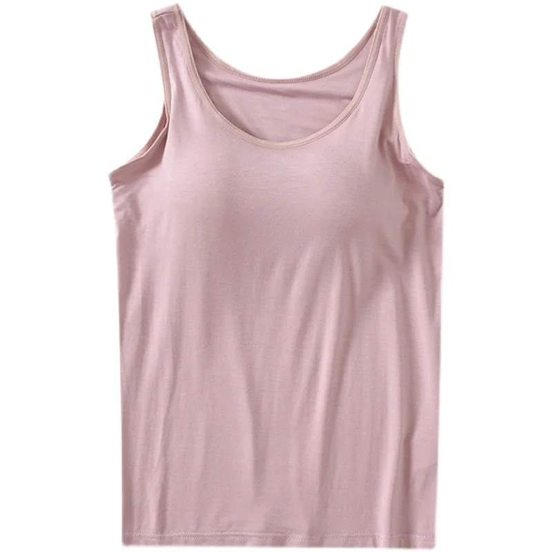Modal Vest with Bra Outside Top Women Tank-Top Push-Up Stretchable Tops Camisoles Vest Sleeveless Sexy Casual Tank
