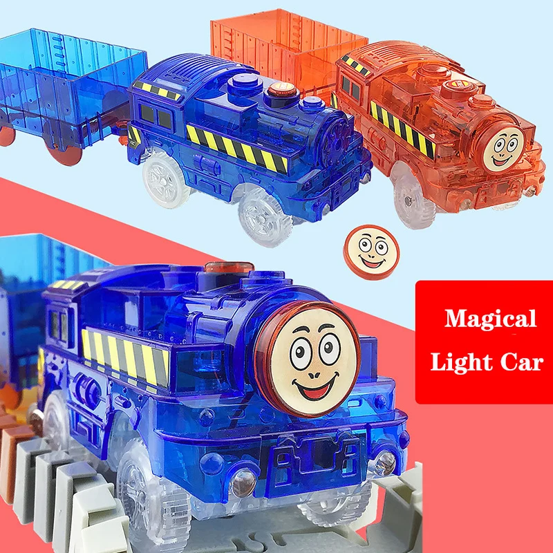 

LED Light Cars for Magical Tracks Electronics Car Toys With Flashing Lights Fancy DIY Diecast Toy Car Lights Glowing Racing Toys