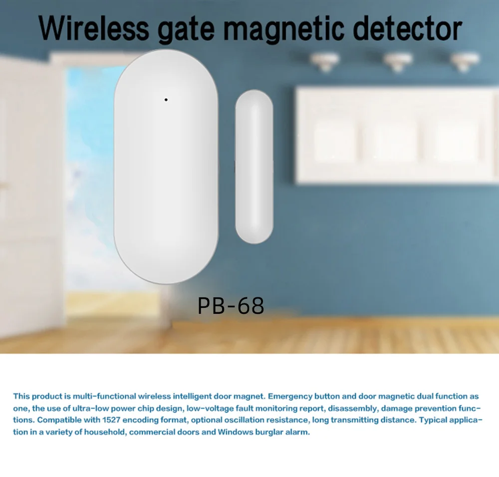 GauTone PB68R Window Door Sensor for 433MHz Home Security Alarm System Detect Door Open / Close