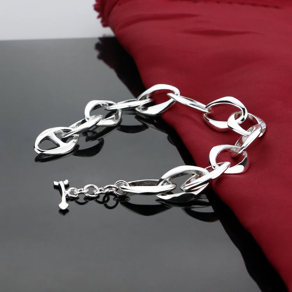 

Женский классический браслет из стерлингового серебра 925 пробы, О-образная цепочка, серебряный браслет, ювелирные изделия для мужчин и женщин, пара, праздничный подарок