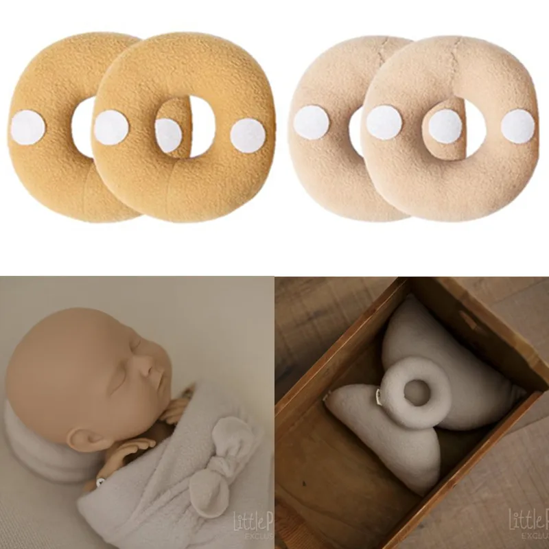 2 Pcs Newborn Photography Props Posing Support Pillow Baby Boy Girl Photo Shoot Studio Round Donut Head Poser Props