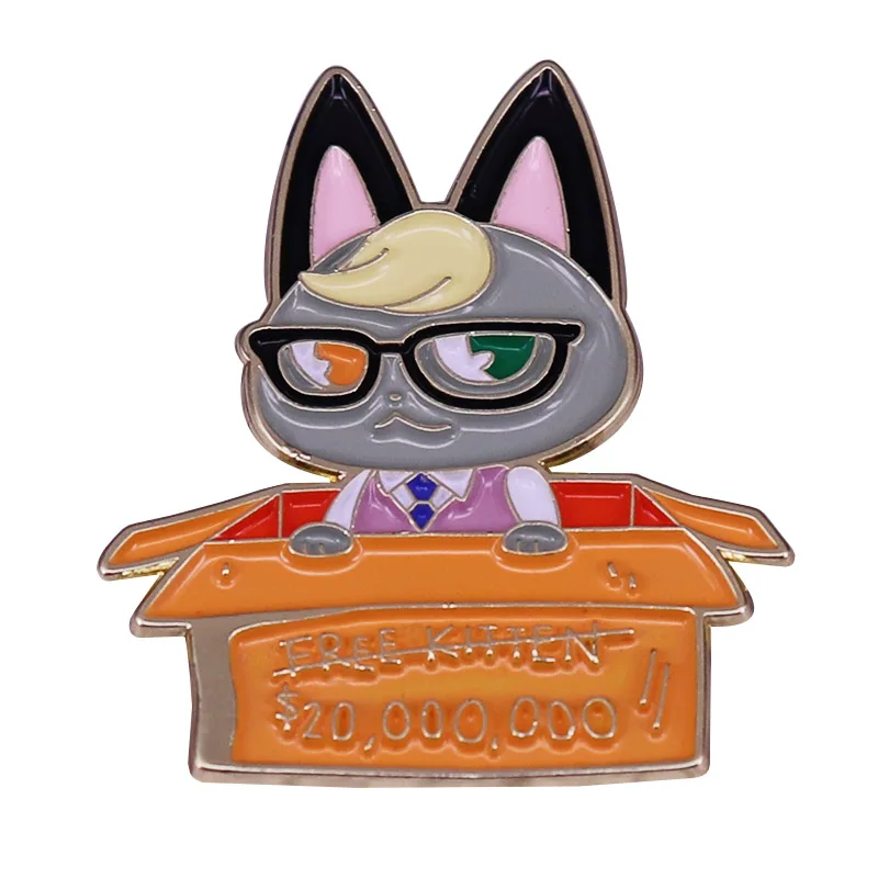 Free Kitten Brooch Glasses Cat Badge Strict Teaching Kitten Enamel Pin Funny Cartoon Figure Jewelry