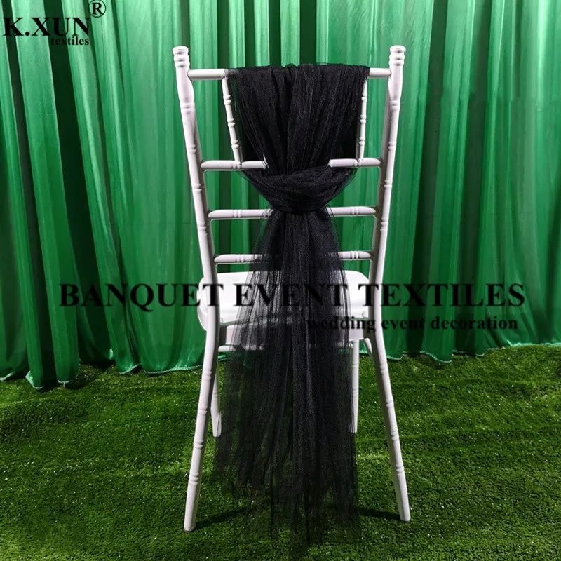 1.5x2m Organza  Chiavari Chair Sash Tie Bow For Banquet Event Party Out Door Wedding Decoration