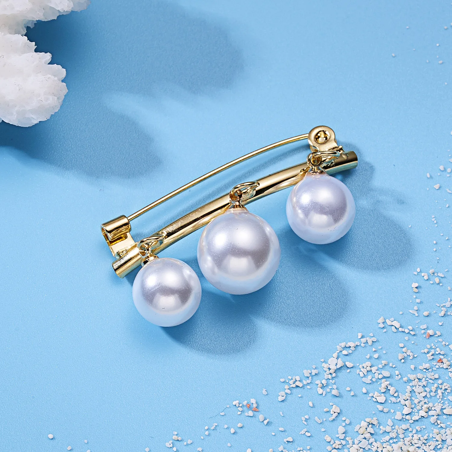 Rinhoo Fashion Imitation Pearls Charm Safety Pins Brooch Fixed Anti Slip Lapel Pin Korean Bowknot Brooch Cardigan Brooch Jewelry