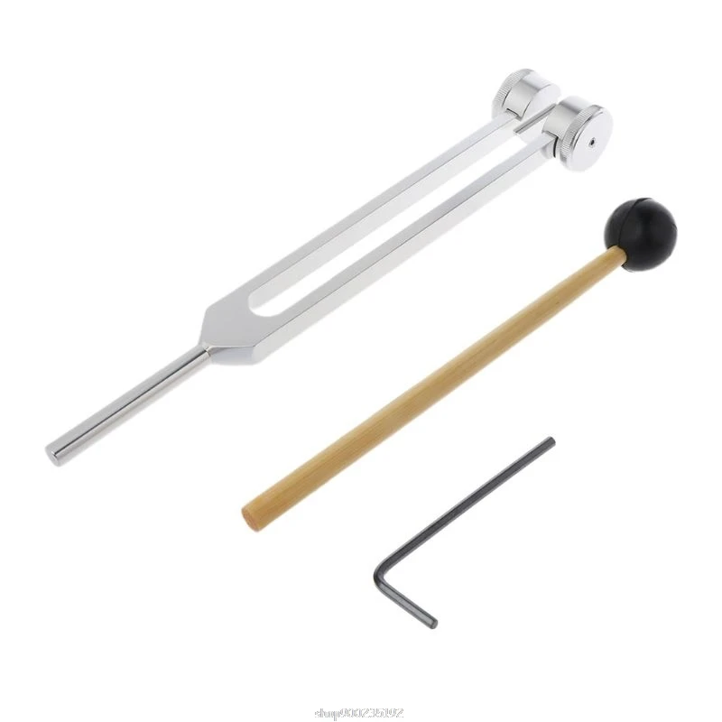 128HZอลูมิเนียมเงินส้อมChakra Hammer Ballเครื่องมือสำหรับSound Healing Therapy Healingเครื่องมือS25 Dropship
