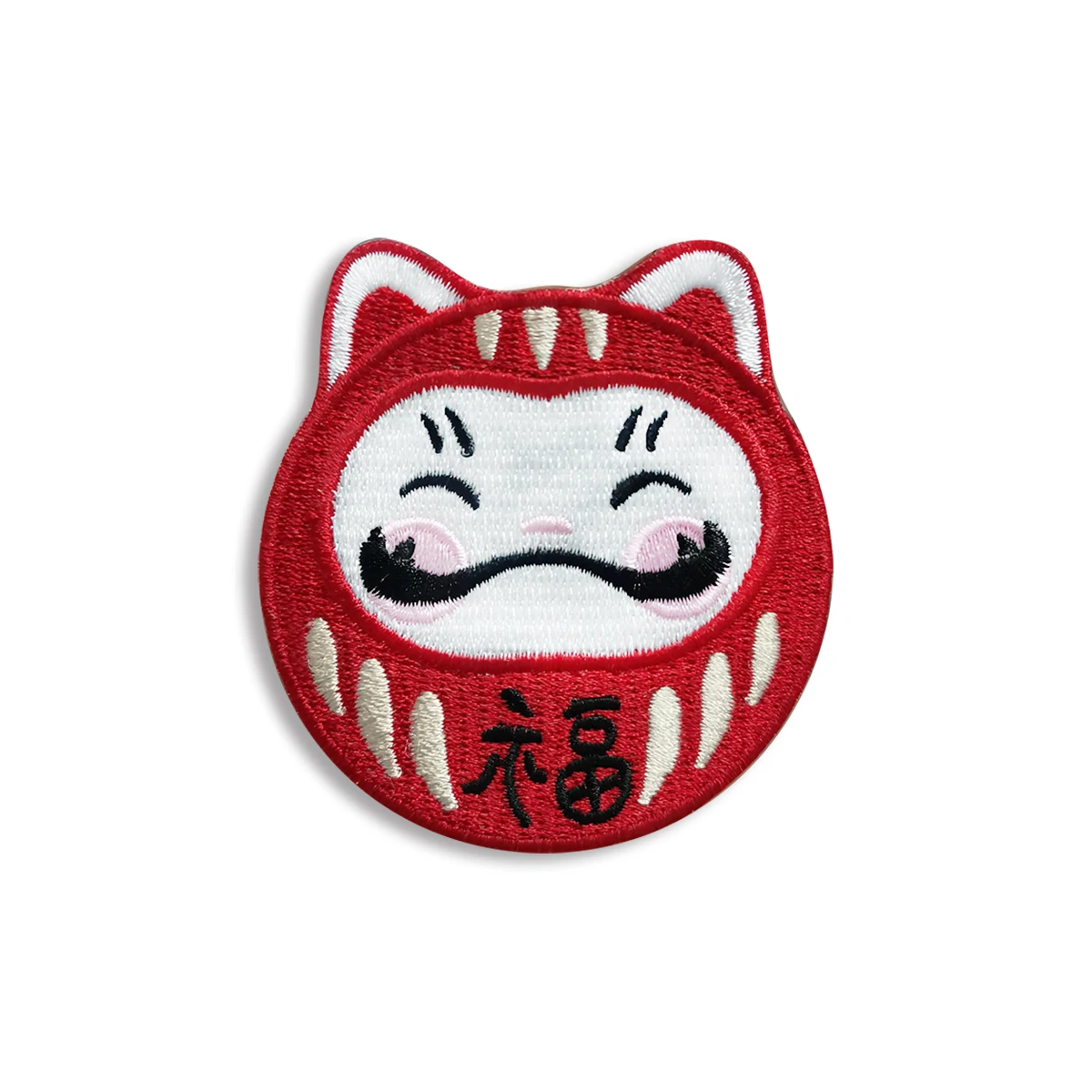 Cute Lucky Daruma Cat Iron on Patches Embroidery Animal Cartoon Patch Sewing Punk Clothes Jackets Bags Girl Emblem Japan DIY