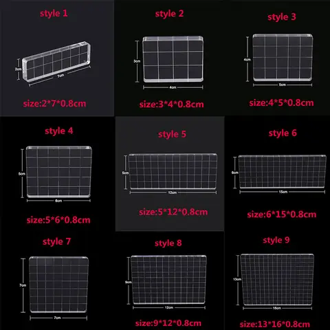 9 크기 DIY 공예 카드 용 투명 아크릴 스탬프 블록 장식 만들기 스크랩북 수공예품 아크릴 스탬프 도구와 함께 사용
