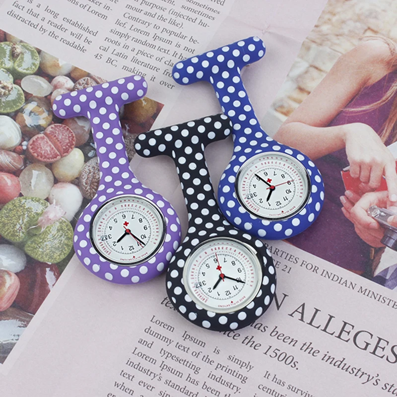 Colorful Dot Silicone Nurse Watch with Calendar Fob Pocket Medical Gift for Nurse Doctor Hospital Doctor Accept OEM Dropshipping