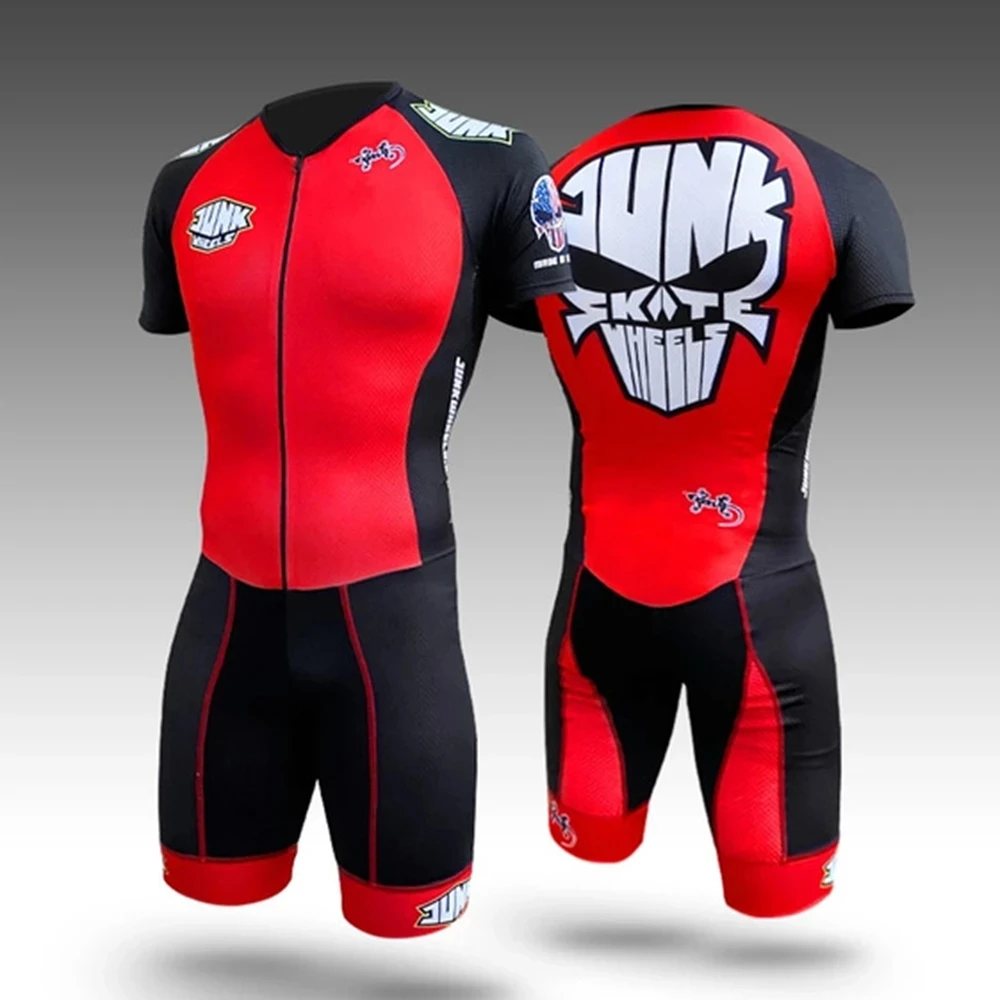 Junk Wheels New Speed Inline Roller Skate Skinsuit Triathlon Racing Suit Short Sleeve Comfortable Fast Skating Clothing 2023