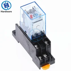 HH52P MY2NJ Model DPDT 12VDC DC24V AC110V AC220V Coil 8 Pin 35mm DIN Rail Power Relay + Socket