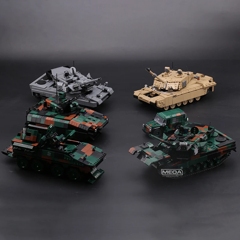 The New Military high-tech Weapon Army German 8×8 Tank Carrier Cheetah M113 Armored Car Building Blocks WW2 Bricks Toys Pre-sale