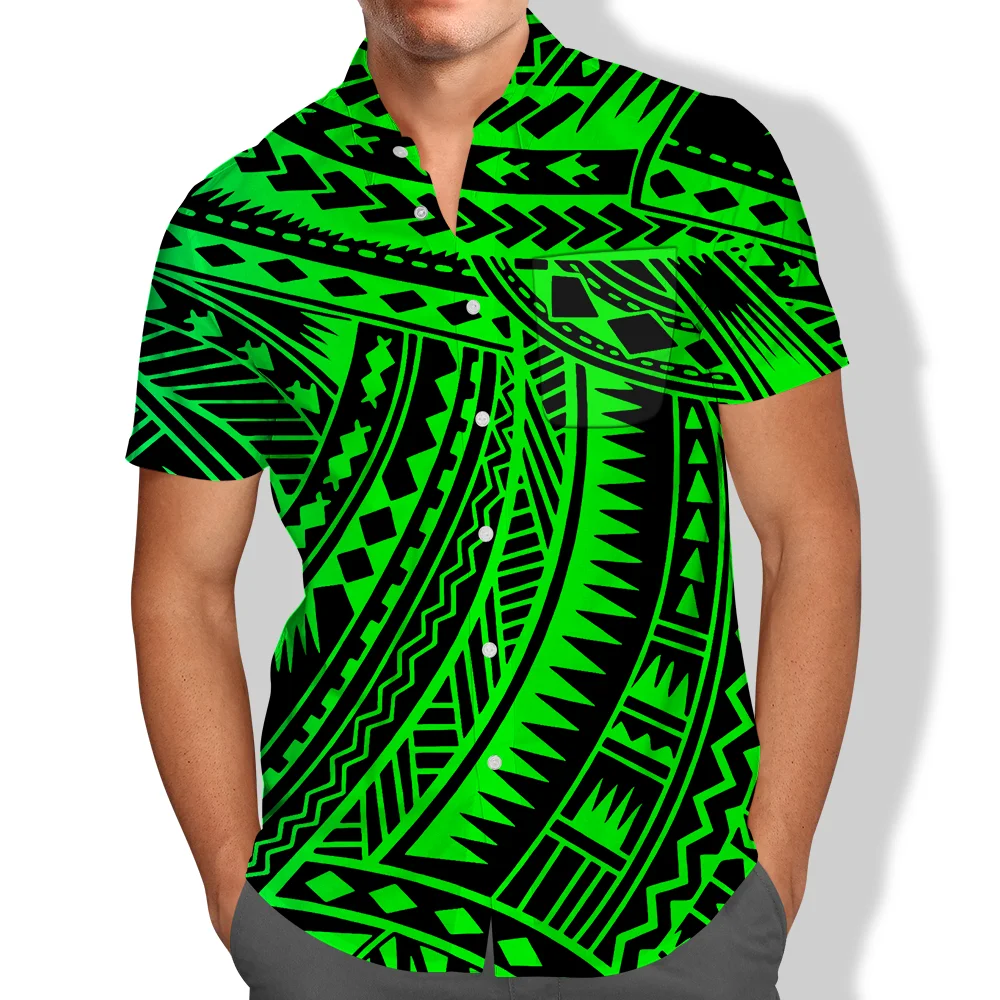 Pocket Short Sleeve Shirt Tribal Islanders Polynesian Clothes Polynesian Tribal Clothing Samoan Puletasi viking