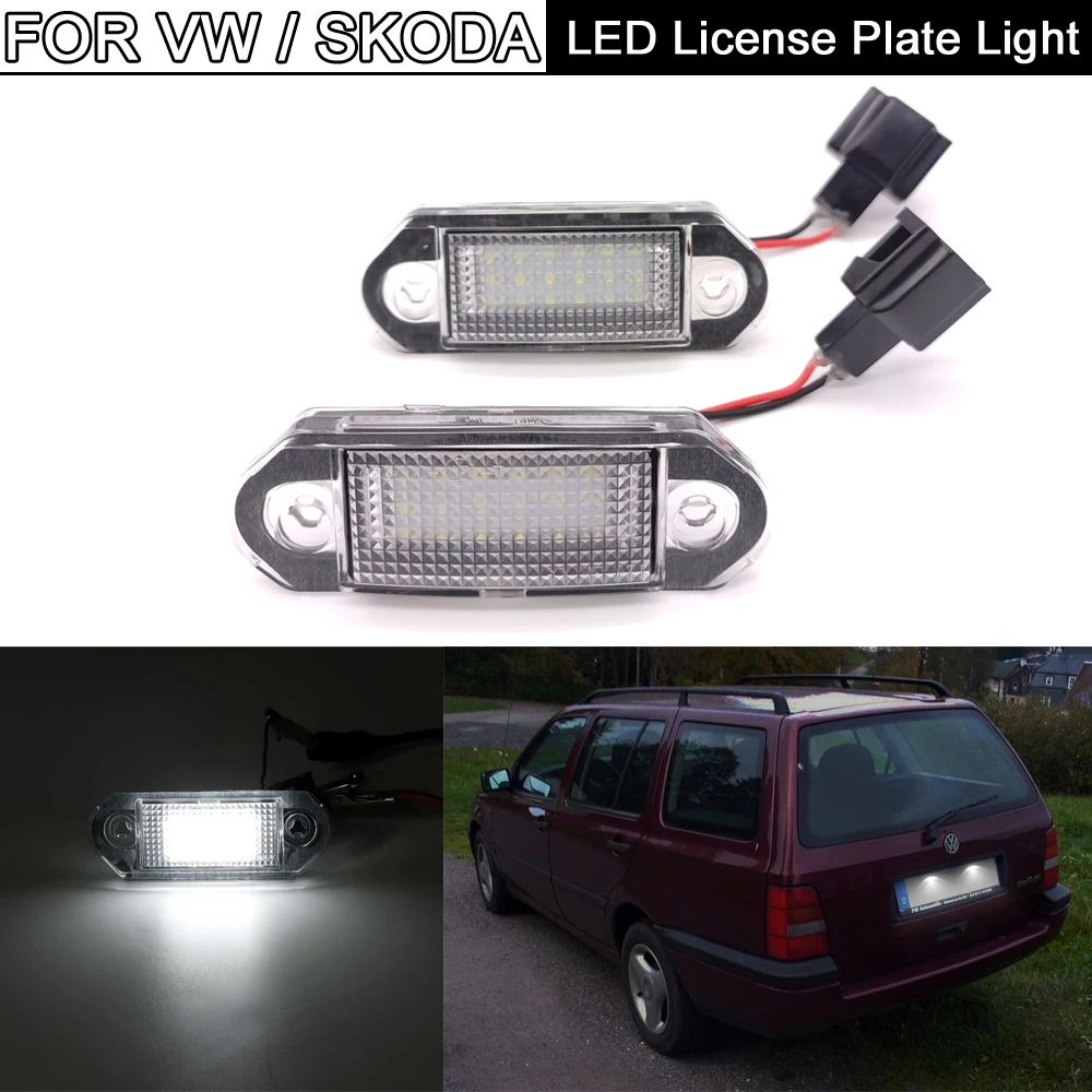 

2Pcs Error Free White LED License Plate Light For VW Golf MK3 Vento Jetta GOL For Skoda Octavia