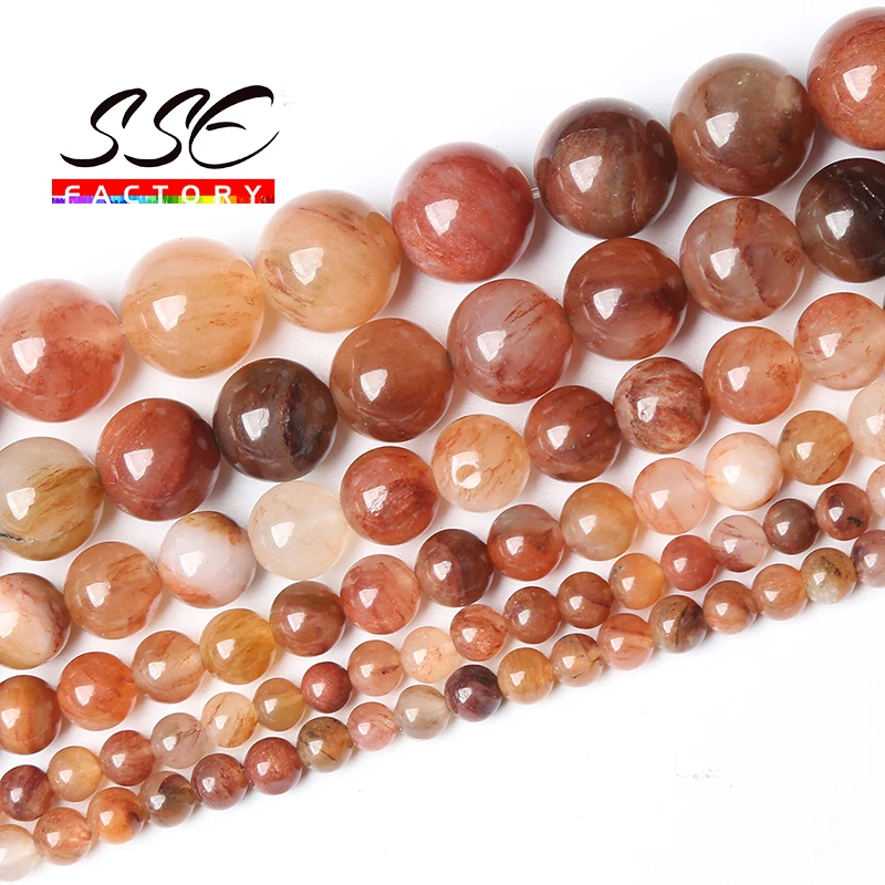 Natural Red Grass Jades Beads Round Loose Stone Beads For Jewelry Making DIY Bracelet Necklace Accessories 6 8 10 12mm 15