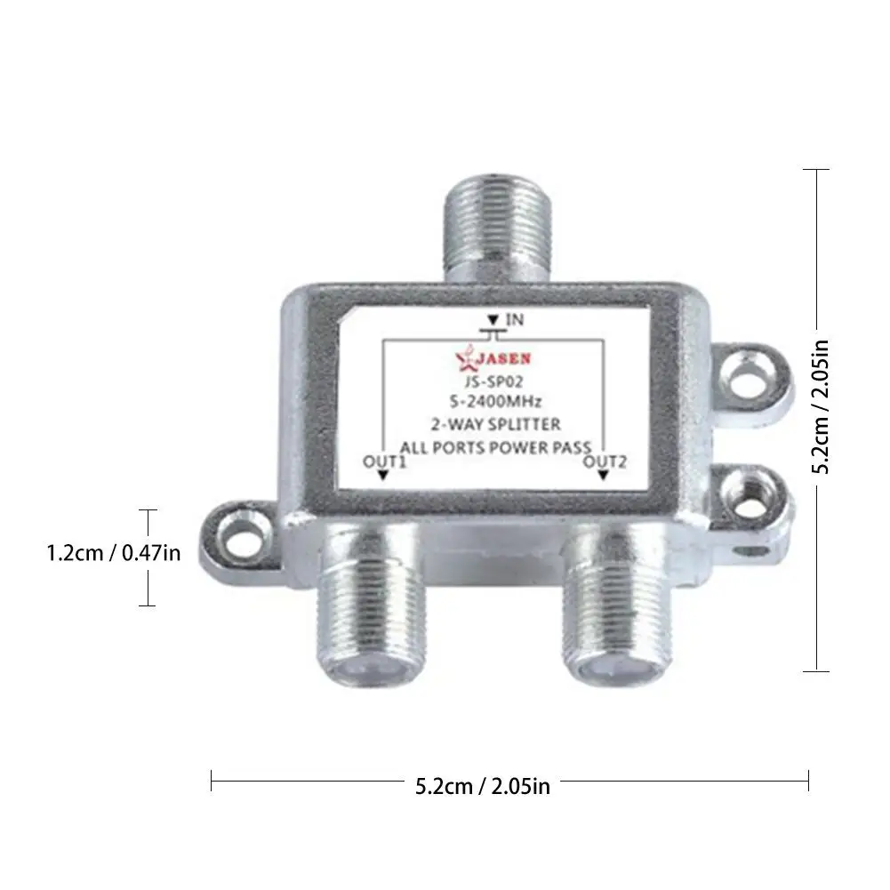 Divisor de señal de TV de 2 vías, divisor diplexor Coaxial por satélite, combinadores de Cable, conmutador de 5-2400 MHz, conector F-(f), 1 unidad