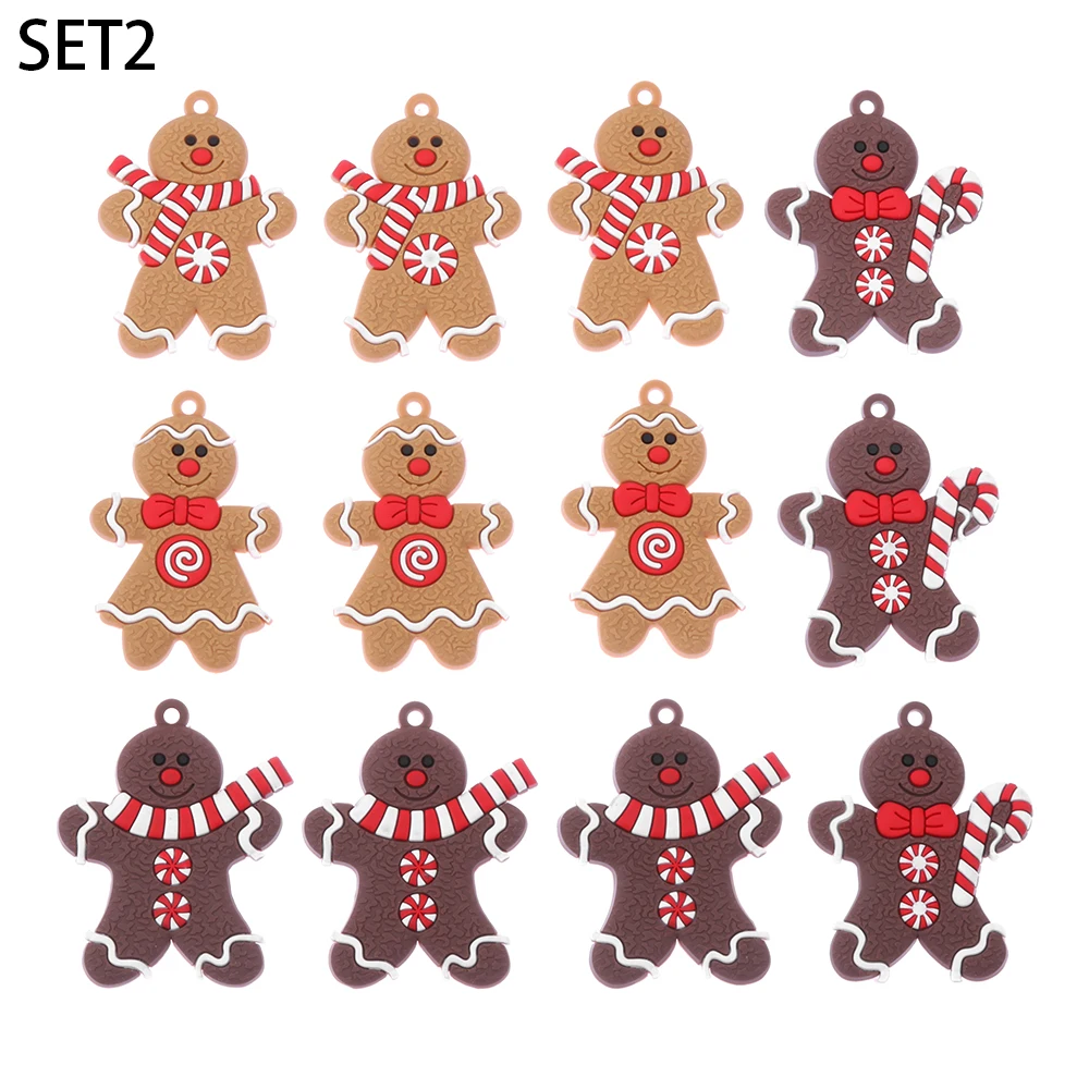 12pcs Big Sale! Gingerbread Man Christmas Tree Ornaments Xmas Soft PVC Gifts Living Room Decorating Festival Home Decoration