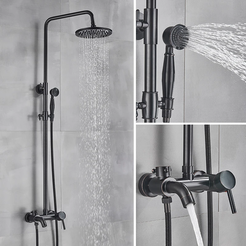 Luxury Bath Shower Mixer Faucet Shower Set Rainfall Brass Shower Head In Wall Rain Shower Faucet with Handshower Brass Spout