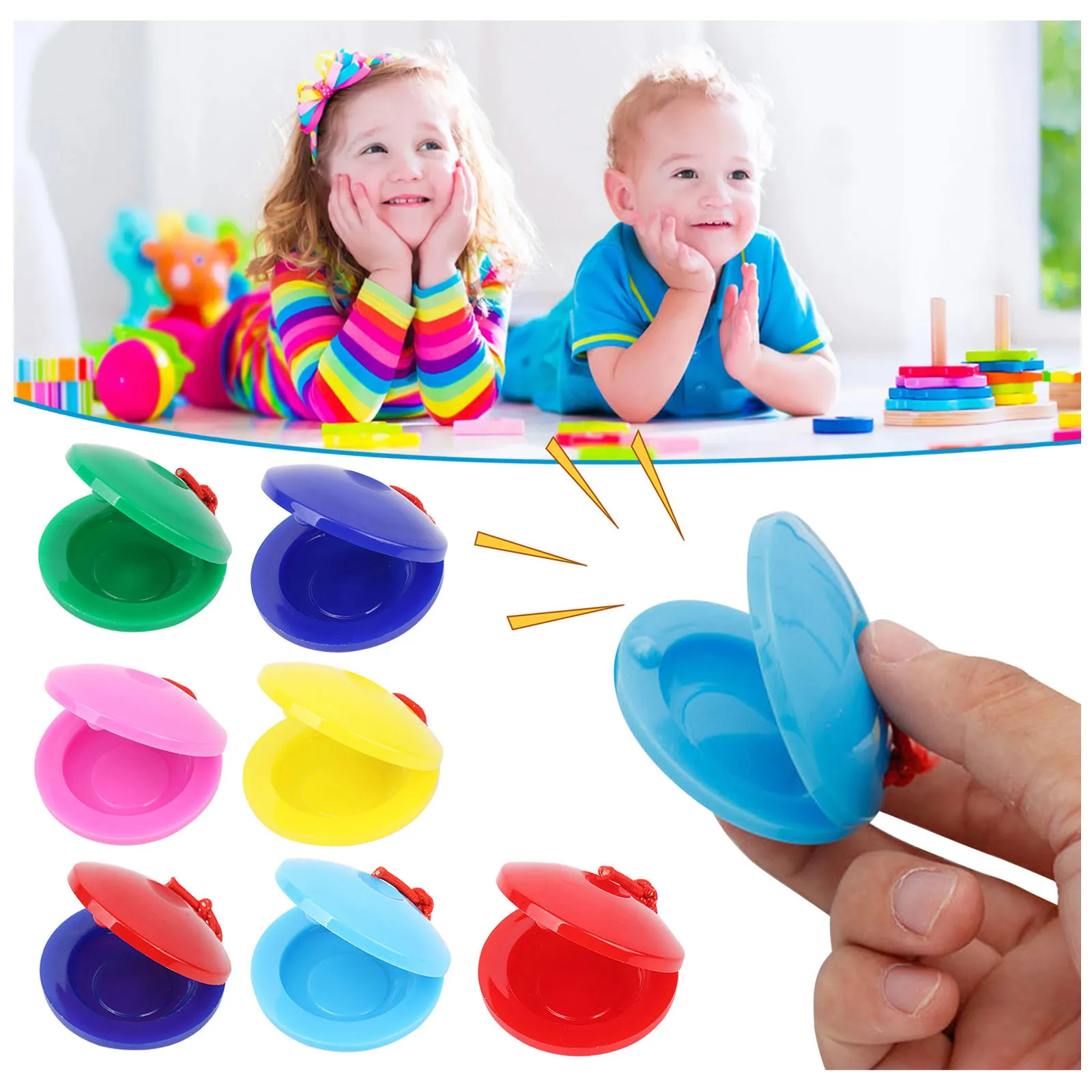 Castañuelas de plástico para niños, instrumento Musical de percusión, educación, desarrollo intelectual, capacidad de escucha, regalo, 1 piezas