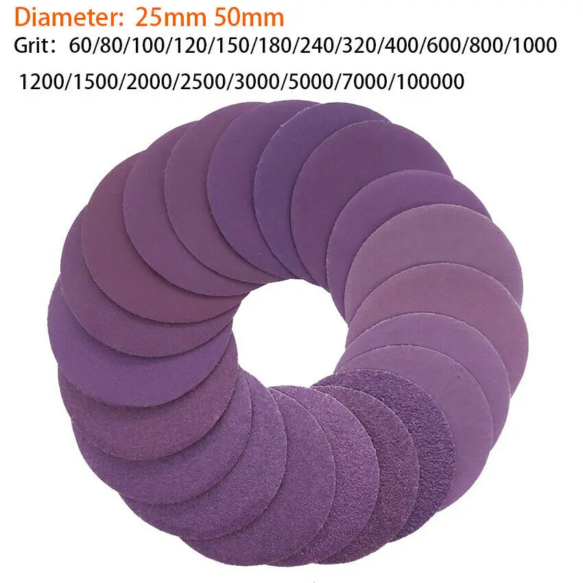 

1 Inch-2 Inch 25mm/50mm Sanding Discs Wet and Dry Orbital Sandpaper Hook & Loop Pads All Grit 60-10000 Assortment Abrasives