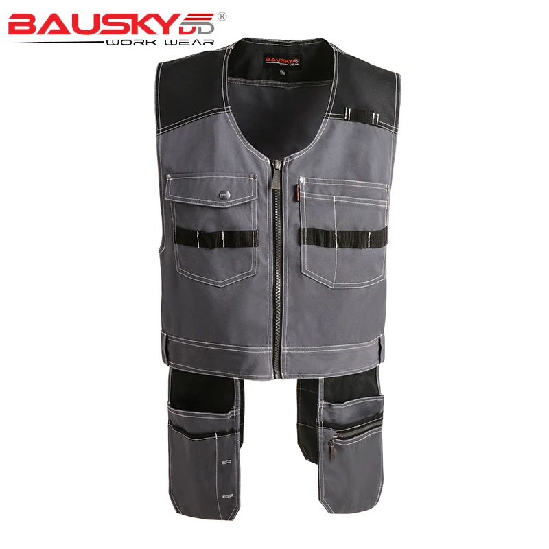 Bauskydd High Quality Men Male Female Outdoor Workwear Mens Work Vests Multifunction Tool Multi Pockets Vests 4XL Free Shipping