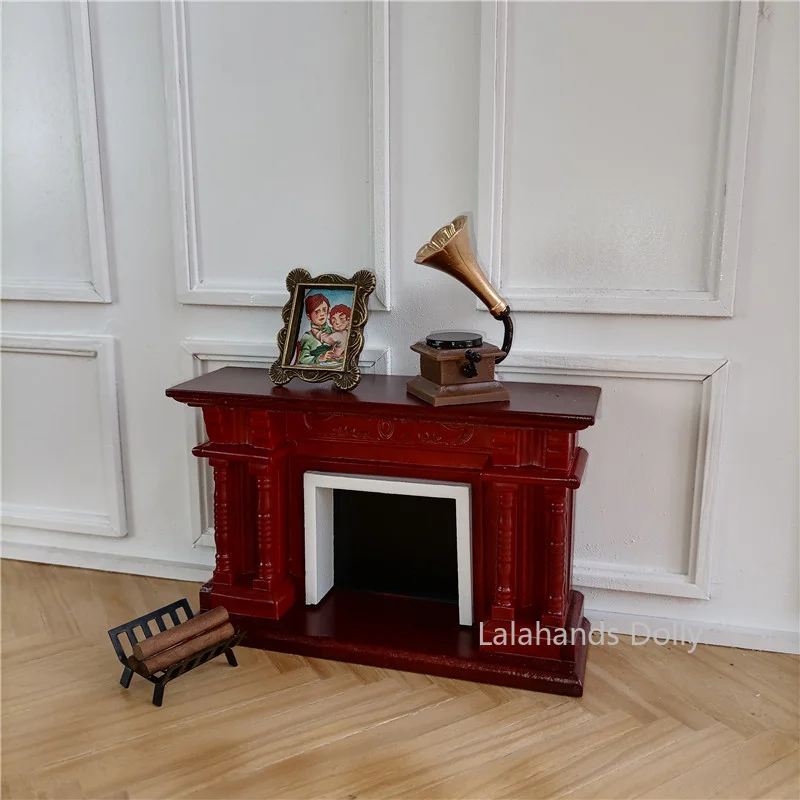 1:12 OB11 Dollhouse Mini Living Room European Style Vintage Three-color Fireplace Firewood Furniture Model Decorations