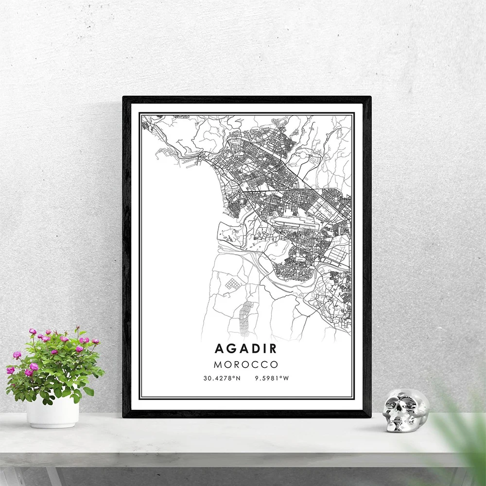 

Prints Agadir Street Morocco City Map Poster Modern Canvas Painting Abstract Wall Art For Living Room Home Decor