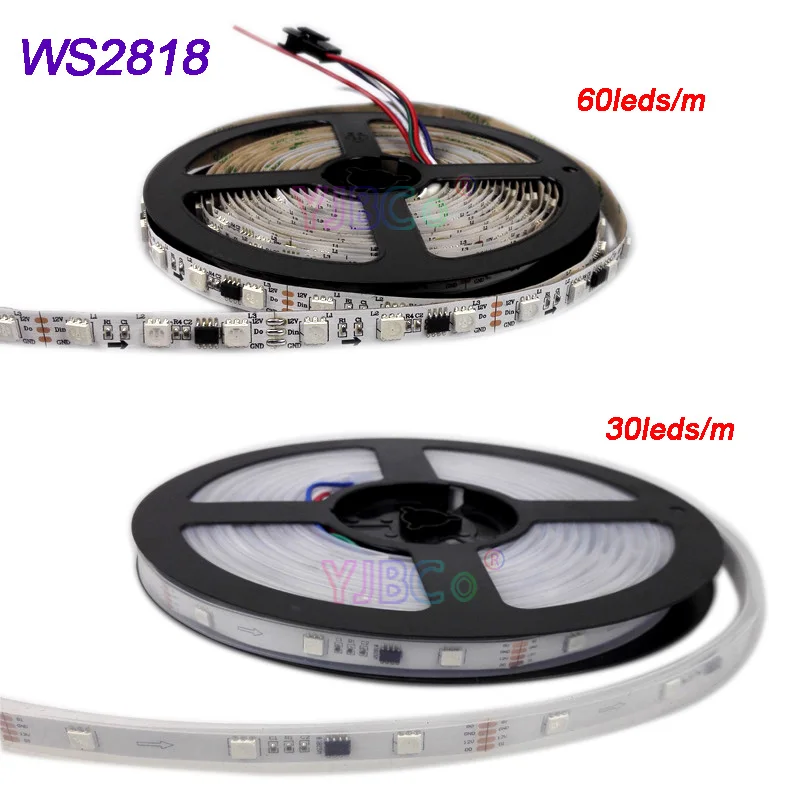 enderecavel dual signal led strip light lampada tape ws2811 ws2818 ic dc12v atualizacao ws2811 ws2818 ic 30leds por m 60 leds por m 5m 01