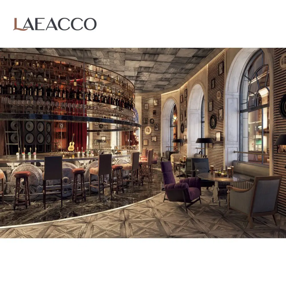 Laeacco Modern Bar Tables Chairs Interior Scene Photophone Photography Background Photo Backdrop Photocall For Photo Studio