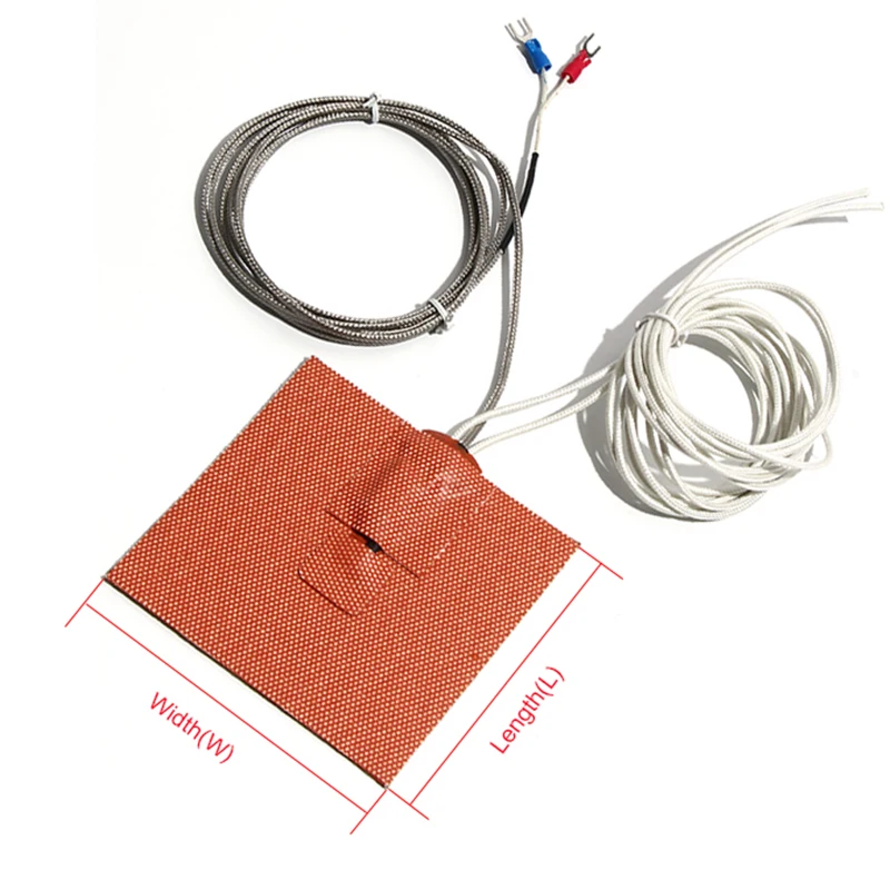 600W-960W Silicone Rubber Heating Pad Heatbed 300x250/350/400mm Printer Heater 3M Self-adhesive with K Thermocouple