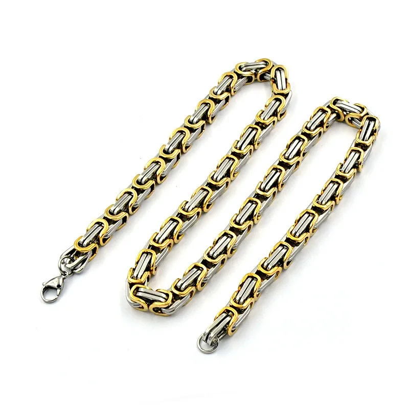 5/6/8/10mm Byzantine Box Chain Necklace Men Male Stainless Steel 22 inch Long Necklace Personalise Jewelry