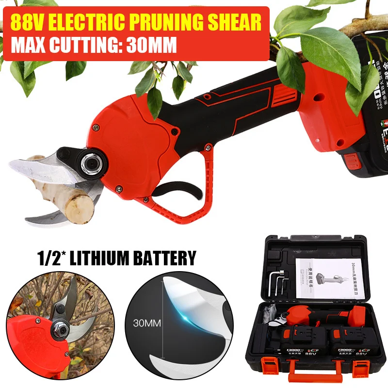 

Cordless 88V Rechargeable Lithium Tree Pruning Shears 30mm Garden Cutter Pruning Tools Grafting Cutting Shears