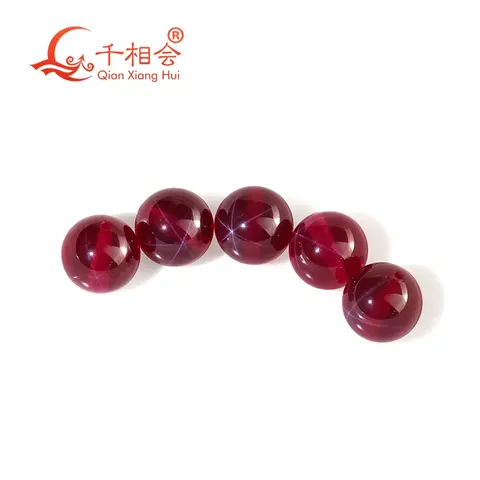 Artificial Star Sapphire Ruby Red Color Sphere Shape Ball Stone Corundum Transparent Full Hole Loose Gemstone